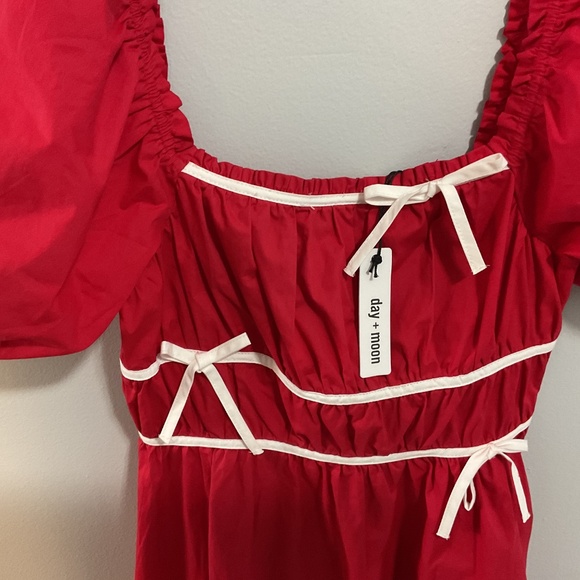 NWT day+moon Hot Streak Mini Dress In Red, Small - Picture 7 of 11